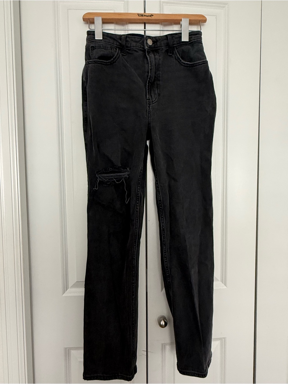 Hollister Black Straight Leg Jeans with Knee Distress